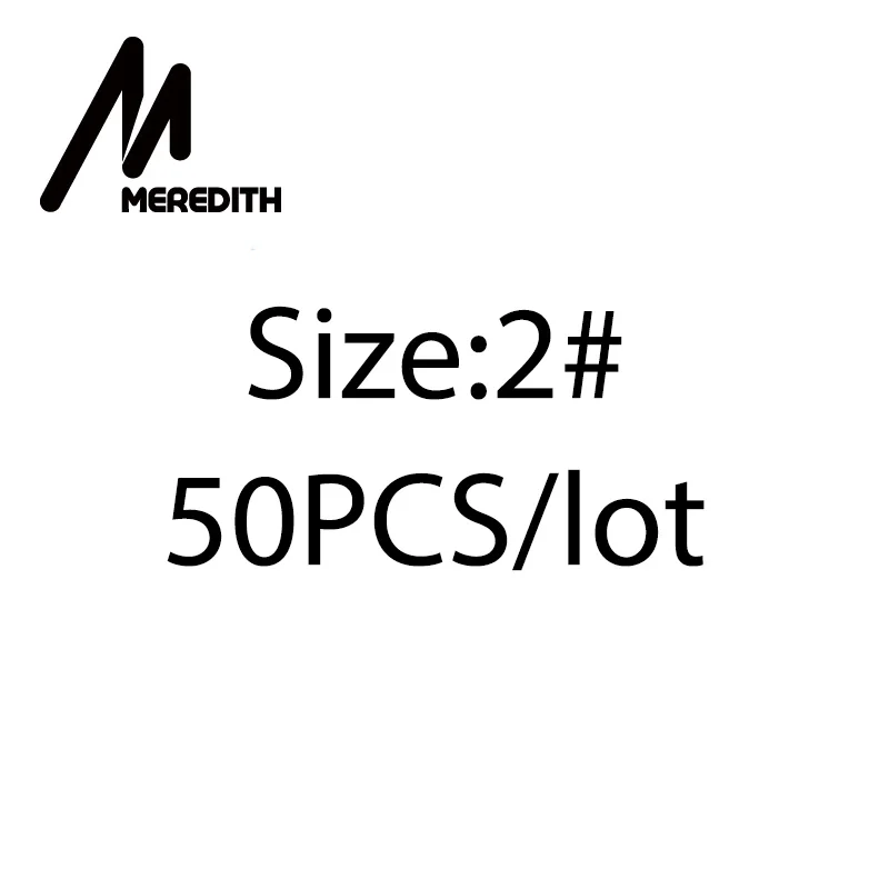 2 MEREDITH, 50 шт./лот, рыболовные мягкие крючки для Червяков, Высокоуглеродистая сталь, широкий супер замок, рыболовные крючки, приманка, мягкие крючки, 8#-5/0, рыболовные снасти - Цвет: 2