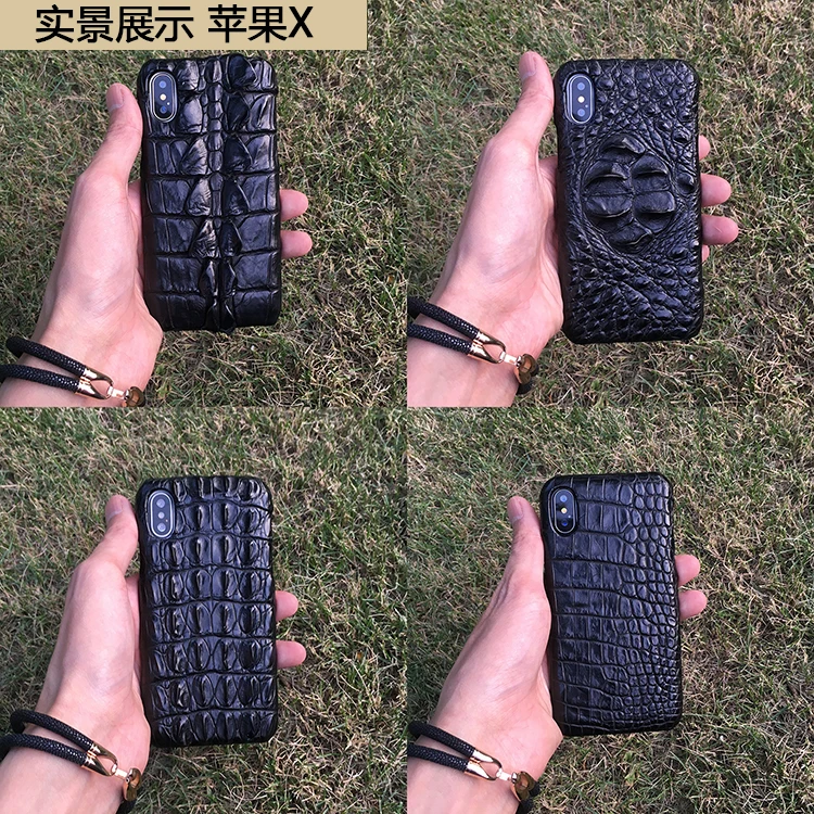Чехол для iPhone 7 8 X XS XR 11 Pro Max из натуральной крокодиловой кожи с головой хвостом и