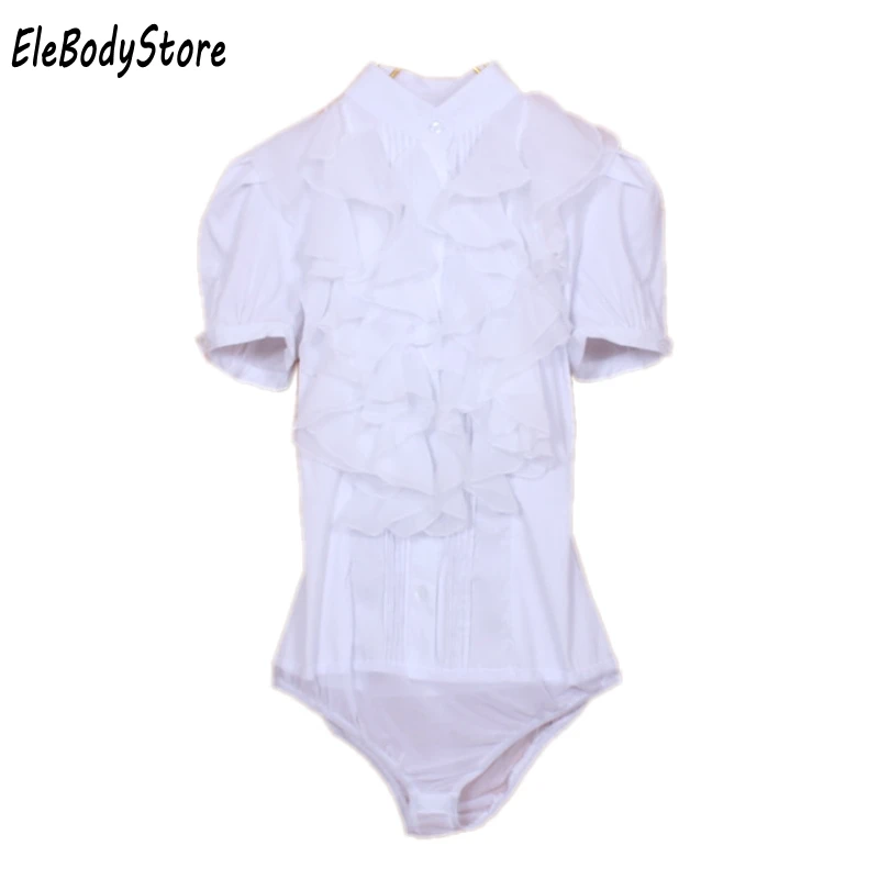 Женская офисная блузка с коротким рукавом и рюшами S-XL лето 2019 |