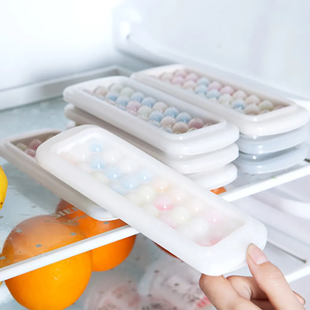 2019 hot sale Summer Ice Cube Mold Tray Plastic Freezing Box Fruit Jelly Maker Mould With Cover Lid Flexible Plate |