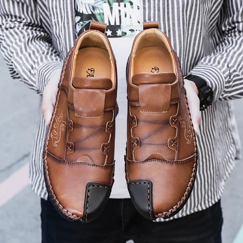 Mynde Men's Leather Casual Shoes Moccasins Men Loafers Luxury Brand Spring New Fashion Sneakers Male Boat Suede Krasovki | Обувь