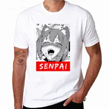 Senpai Мужская футболка аниме девушка нерди забавная harajuku для