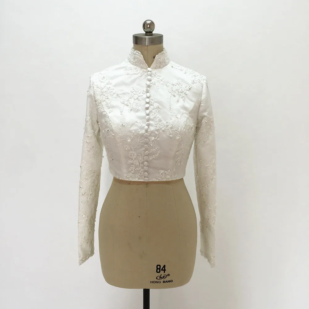 Свадебный жакет 2020 белая свадебная шаль с длинным рукавом кружевом и бусинами