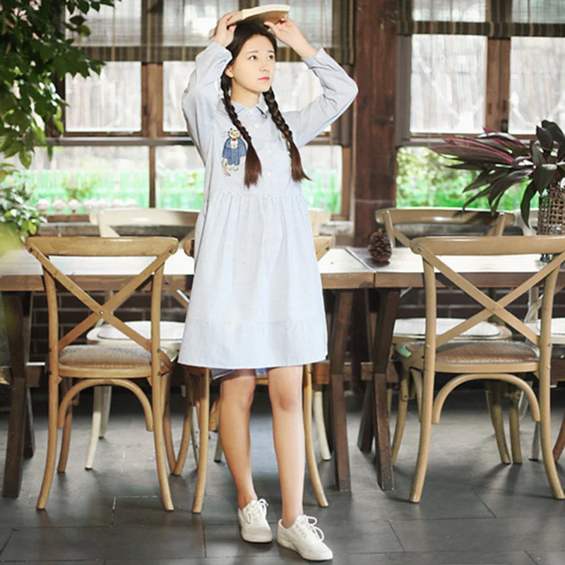 2016 г. весеннее Брендовое платье с длинными рукавами в Вертикальную Полоску для