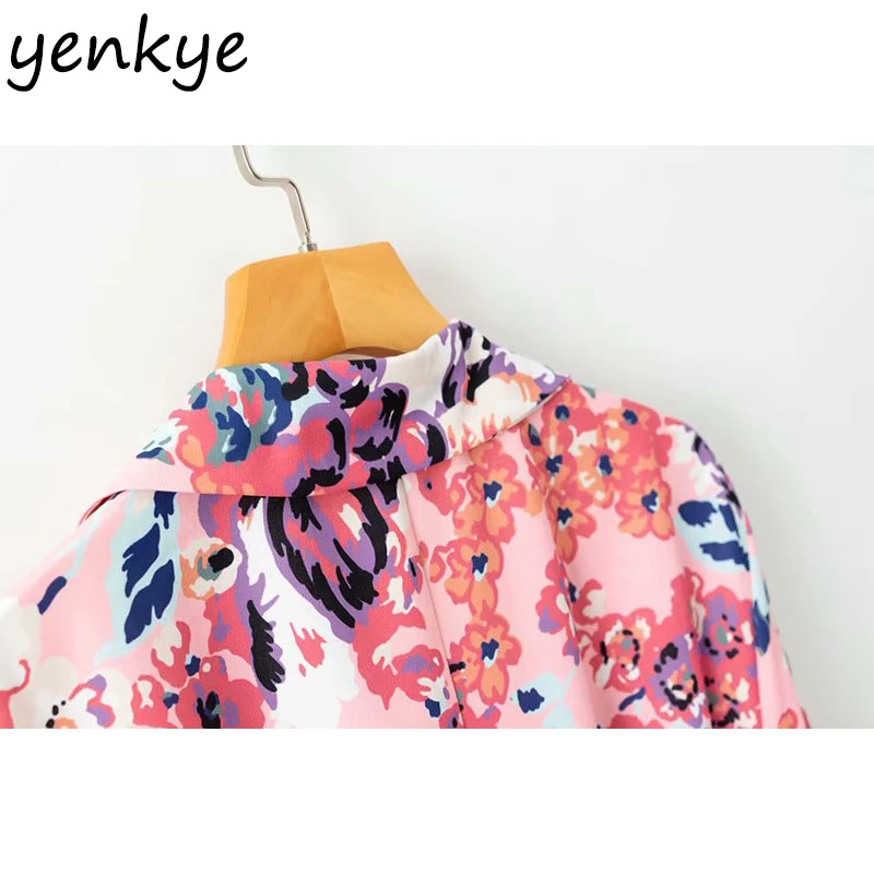 2019 женское платье-рубашка с цветочным принтом платье длинным рукавом и отложным