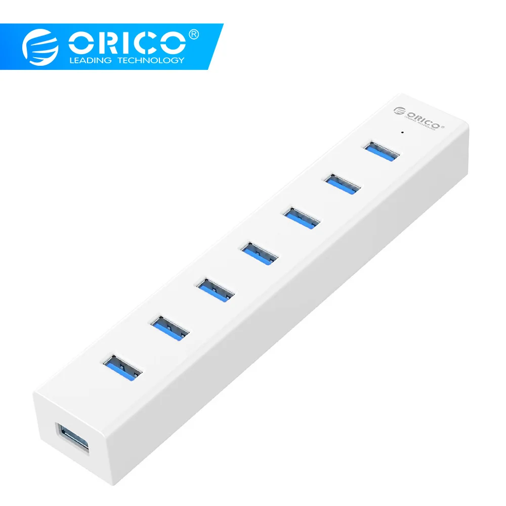 ORICO 7 Порты и разъёмы USB3.0 концентратор штепсельная вилка европейского стандарта с выходом 5V Мощность адаптер сверхскорости USB3.0 5 Гбит/с, быстрая передача данных