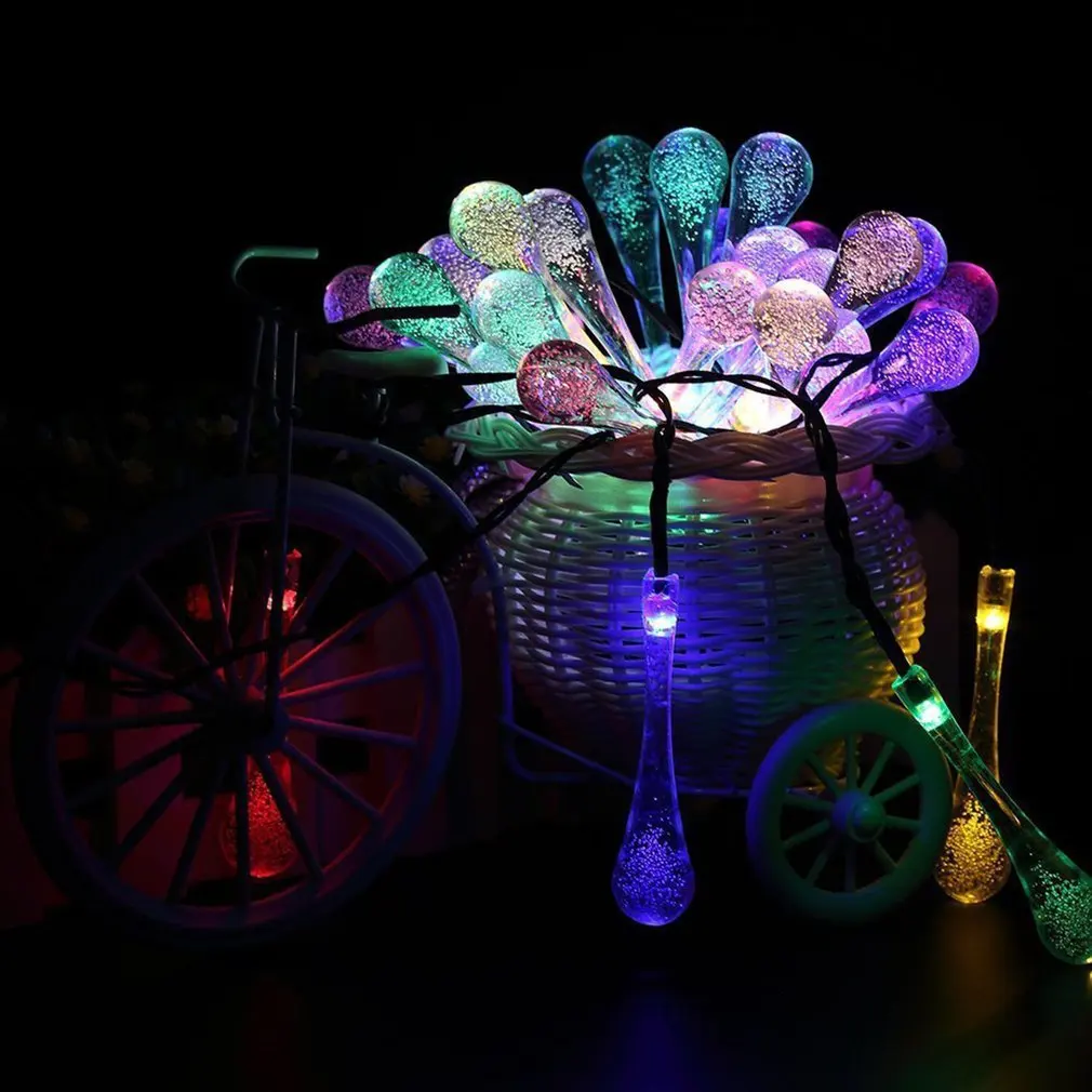 20 LED Big Water Drop Shape Colorful Solar Panel Powered String Light Home Christmas Wedding Path Party Fairy Lamp | Лампы и освещение