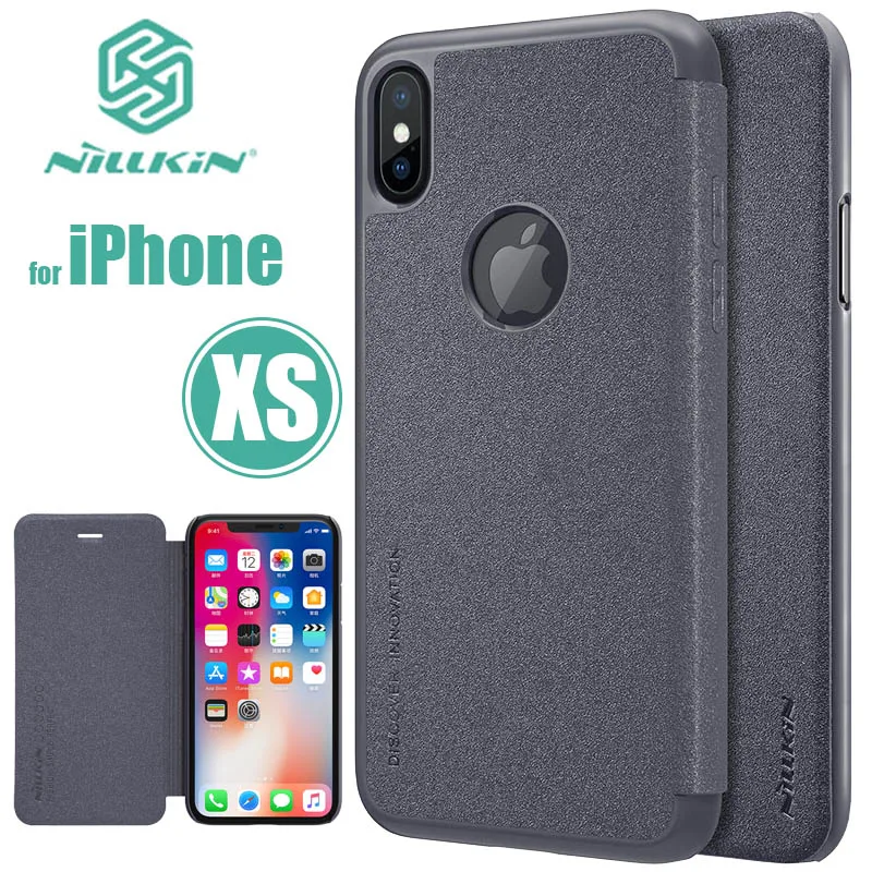 Чехол NILLKIN для iPhone XS блестящий кожаный чехол-книжка X Nilkin простой матовый