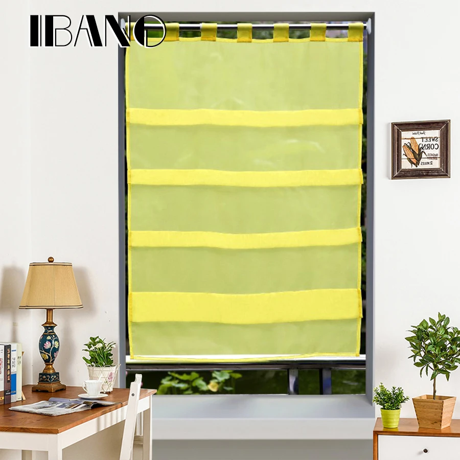 Римские занавески s образные однотонные в Корейском стиле Шторы для кухни тонкие