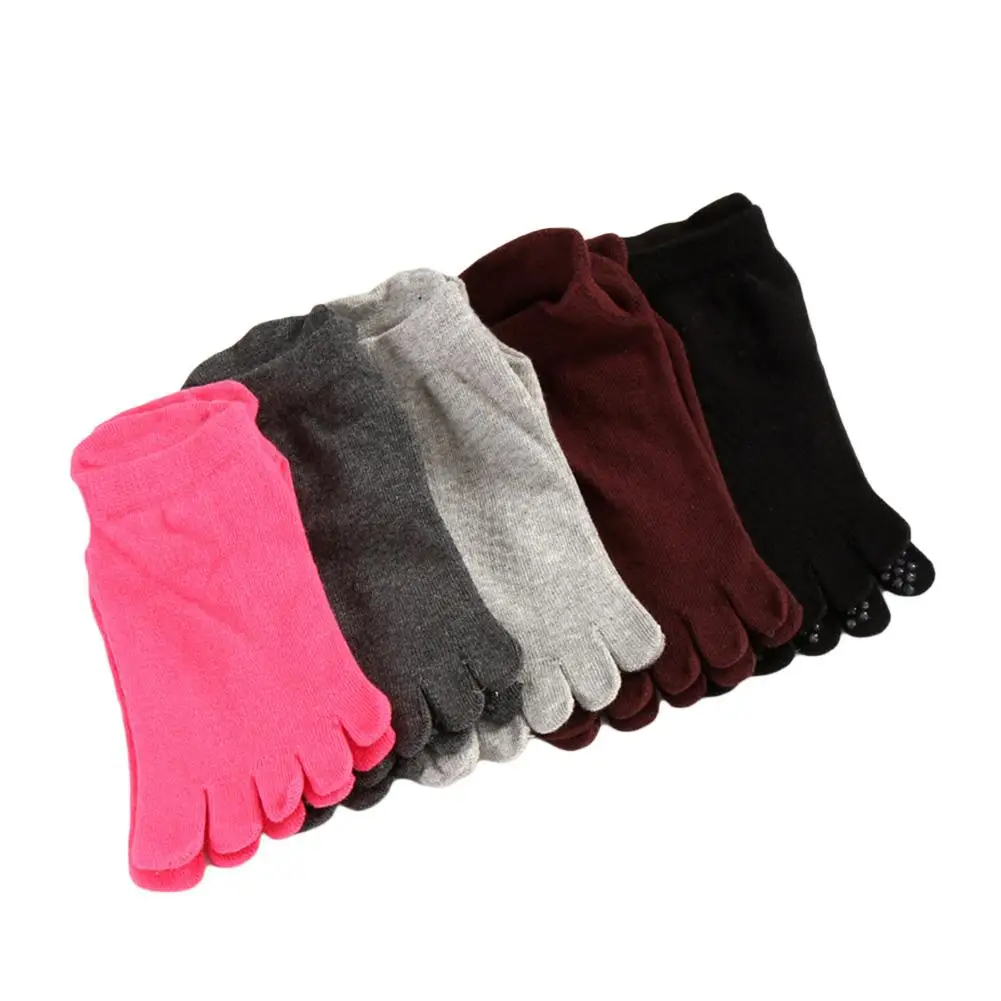 

Combed Cotton Yoga Socks Female Breathable Antiskid Rubber Sole Full Toe Sports Socks Sweat Absorbing Anti-friction