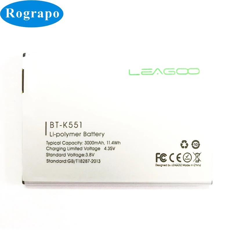 Оригинальный Сменный аккумулятор для LEAGOO Alfa 1 BTK551 BT K551 / KZEN REX R2 3000 мАч на мобильный