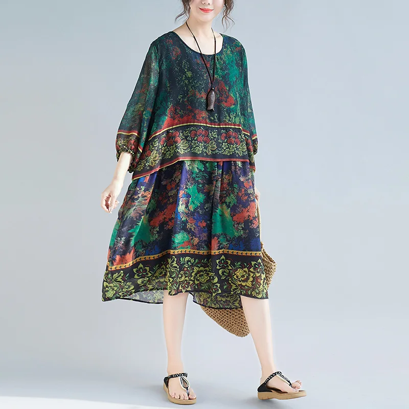 Новое повседневное Хлопковое платье с коротким рукавом цветочным рисунком
