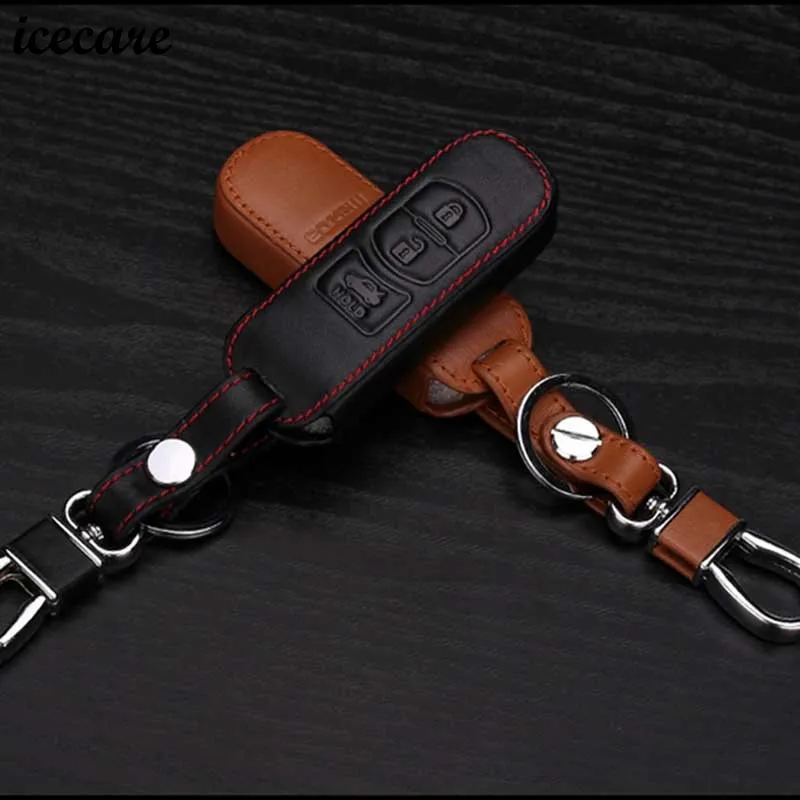 Icecare Пояса из натуральной кожи автомобильный брелок Кольца для Mazda 2 3 5 6 8 Atenza CX5 CX-7