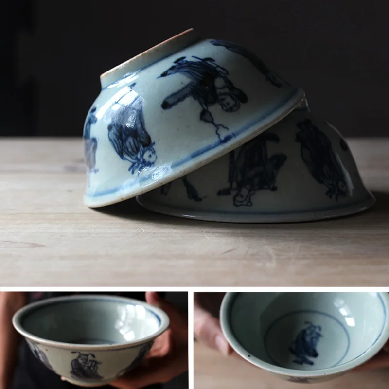 5 дюймов Цзиндэчжэнь ручная роспись сине-белая дзен чайная чаша винтажный