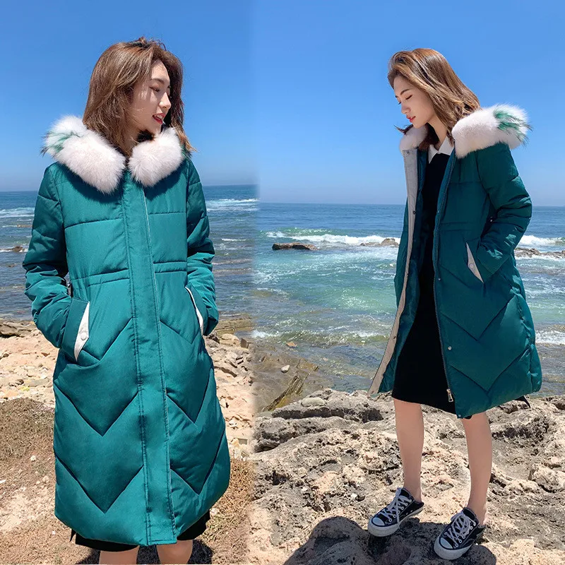 Women Winter Jackets Coats 2019 New Down cotton Hooded Parkas Feminina Warm Outwear Faux Fur Collar Plus Size 3XL Long | Женская одежда