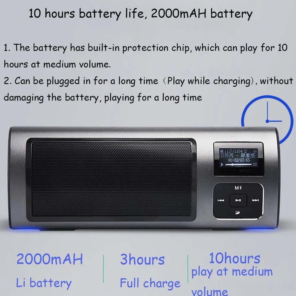 JINSERTA портативный fm-радио Bluetooth приемник динамик музыкальный плеер Поддержка громкой связи TF карта воспроизведения с ЖК-дисплеем аудио кабель