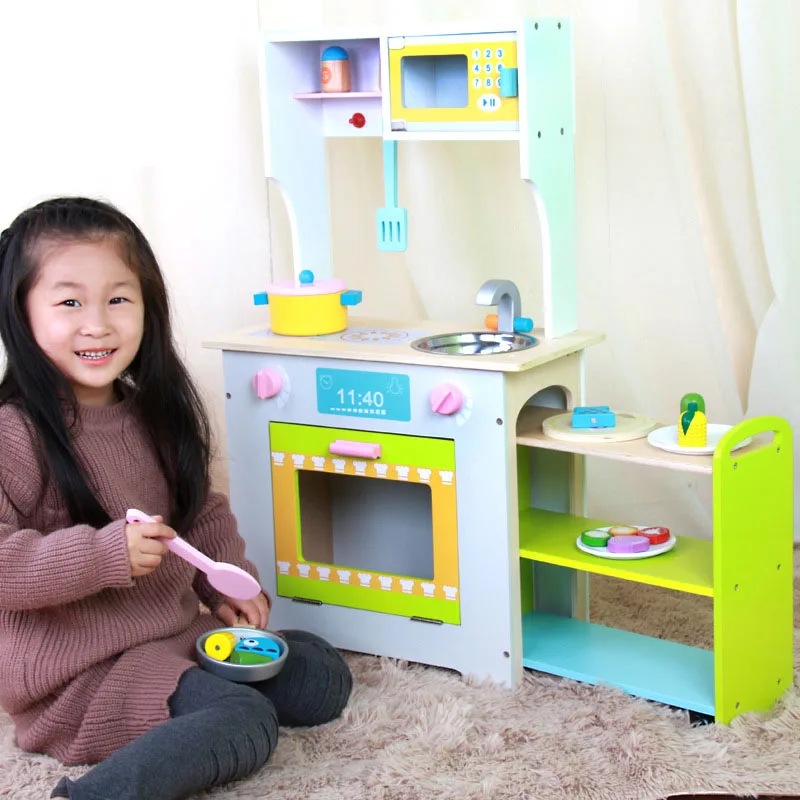 Деревянная Кухня детская игрушка Моделирование кухня имитировать шеф повара