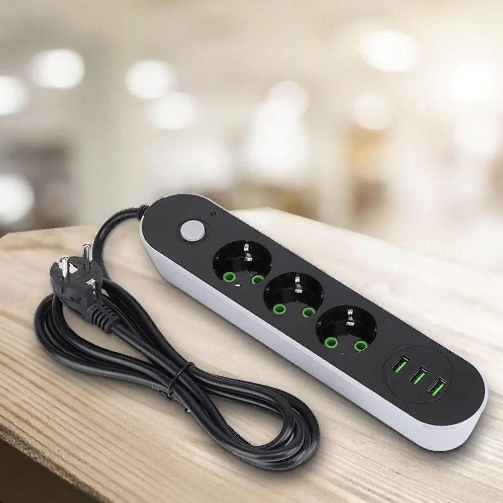 220 В многофункциональная умная розетка с розеткой, 3 розетки+ 3 порта USB зарядное устройство