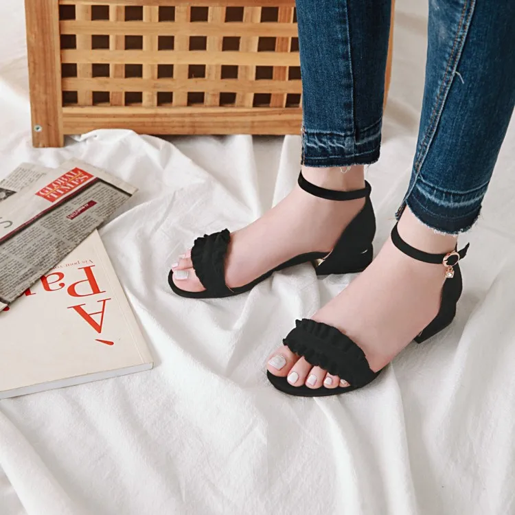 Big Size 9 10 11 12 13 14 Word belt high heels sandals women shoes woman summer ladies Wrinkled | Обувь