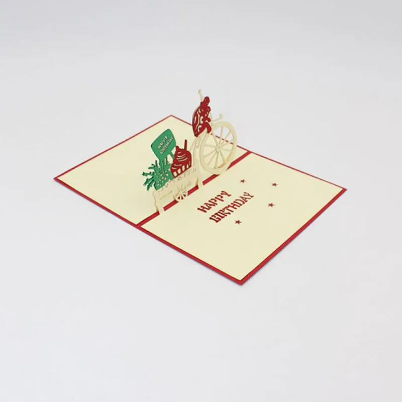 3D ручной работы мультфильм День Рождения Бумажные Пригласительные открытки с