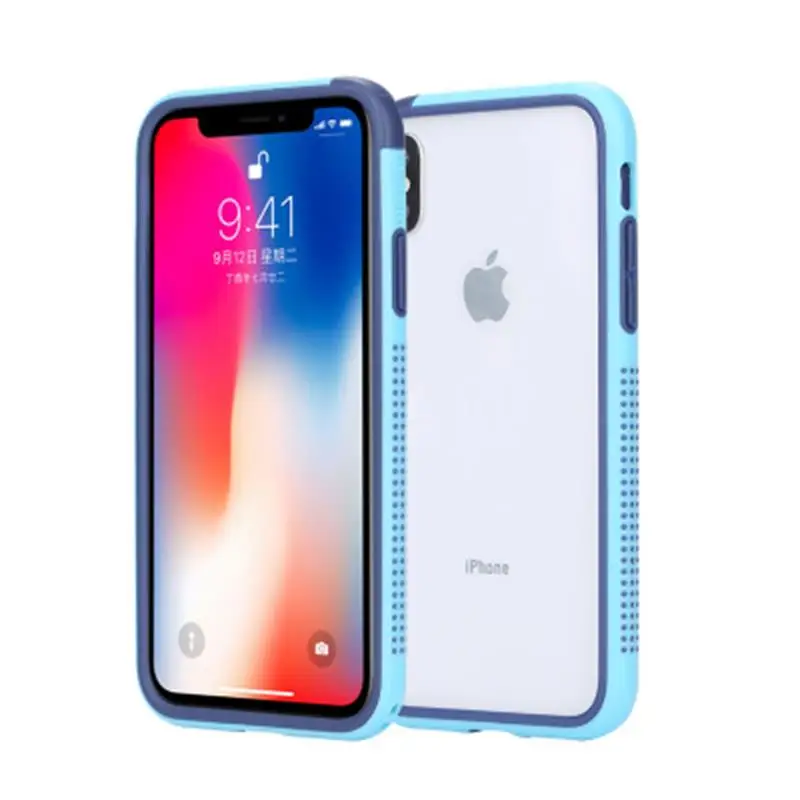 Blue And Blue Контрастный цвет мягкий ТПУ Bumber+ пластик двухцветная рамка в горошек чехол для iPhone X XR XS Max с шнуром - Цвет: Blue And Blue