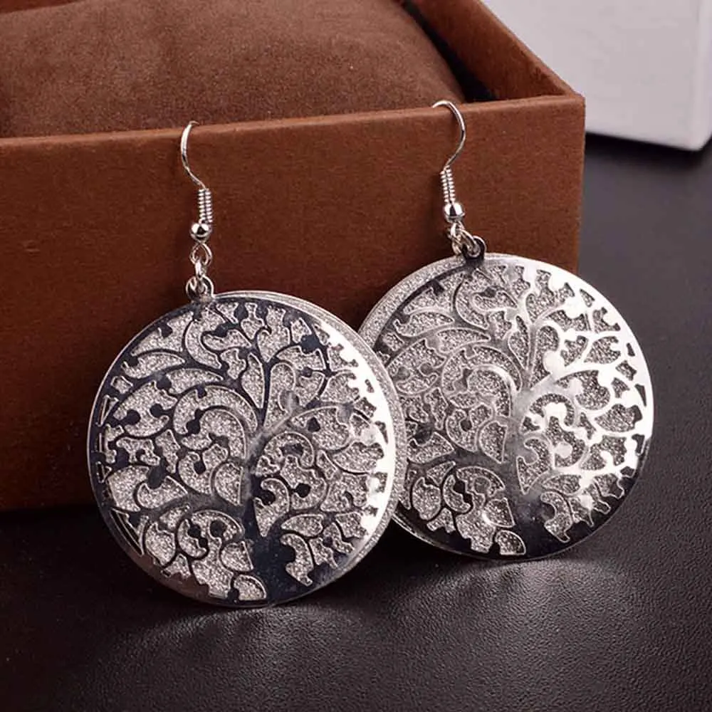 Drop Earrings Silver Очаровательные классические блестящие серьги-клипсы в форме дерева в винтажном стиле, 3 цвета, без пирсинга, вечерние, свадебные - Окраска металла: Drop Earrings Silver