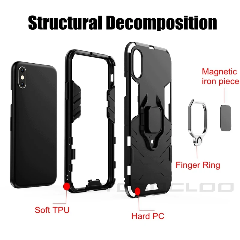 For Xiaomi Pocophone F1 Holder Ring Case Shockproof Cover Poco Stand Armor Protective Casing Cases |