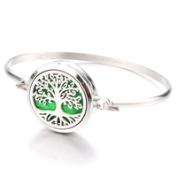 stainless steel tree of life magnetic perfume locket bracelet aromatherapy essential oil diffuser bracelet fine jewelry