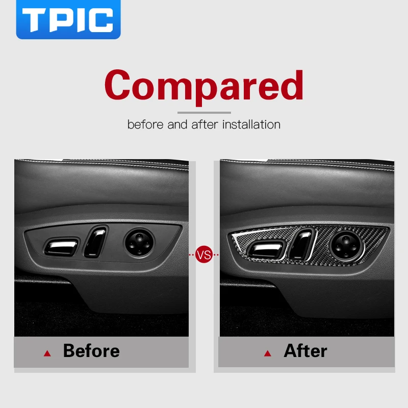 TPIC для Audi Q7 2008-, углеродное волокно, кнопка памяти, панель, накладка, автомобильные наклейки и наклейки, аксессуары для интерьера