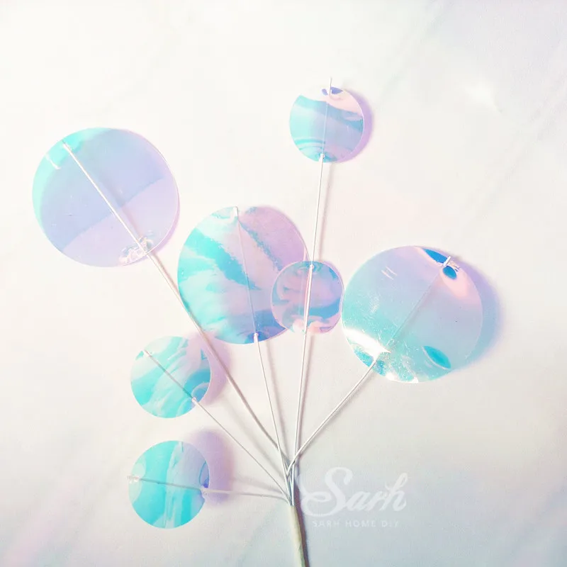 Bubble tree Инс Корона русалка украшения лазерный синий рыбий хвост торт Топпер для дня детей вечерние принадлежности на день рождения десерт милый подарок - Цвет: Bubble tree
