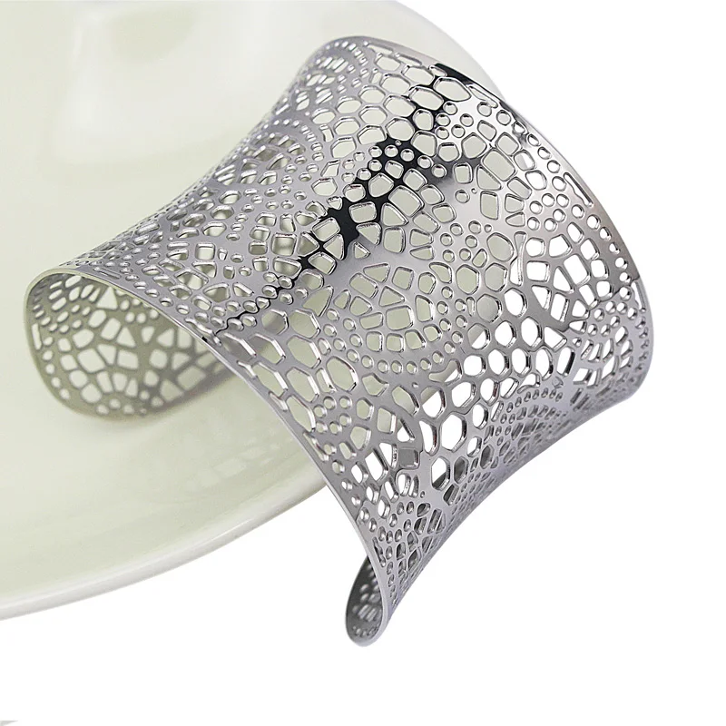 Широкий женский Браслет-манжета из нержавеющей стали в стиле панк Ювелирное