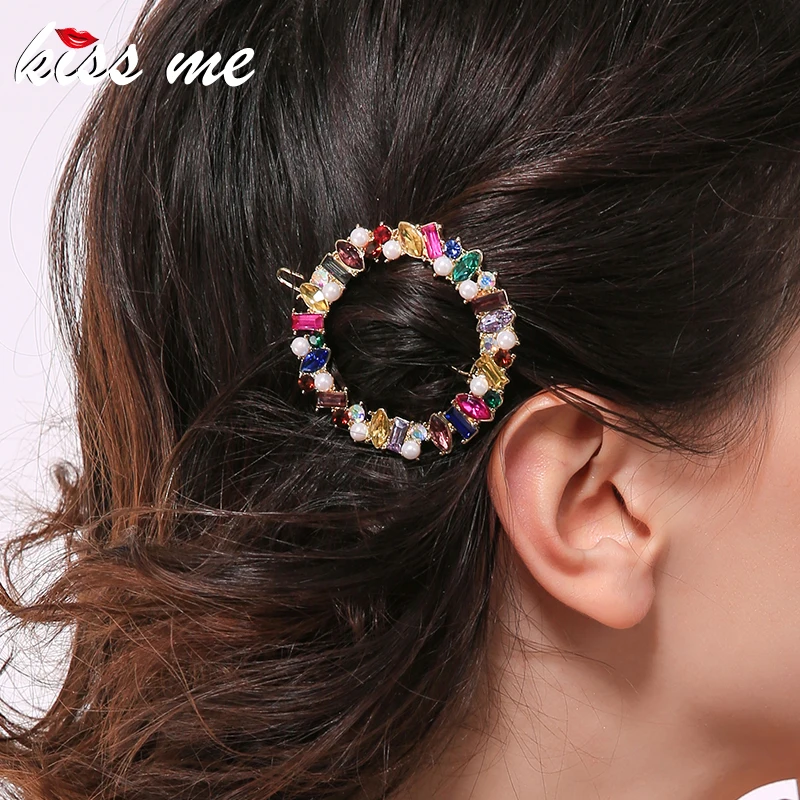 Ful Acrylic Crystal Round Hair Pin Jewelry