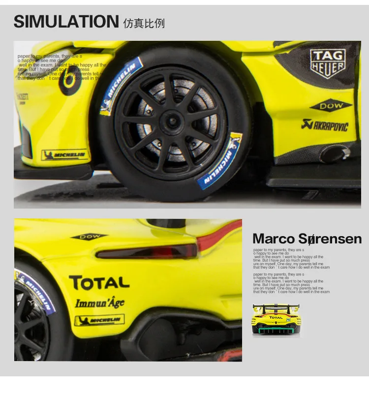 1:32 Martin vantage GTE Le Mans, модель спортивного автомобиля из сплава, литая под давлением, три двери, открывающийся звуковой светильник, Супер гоночный
