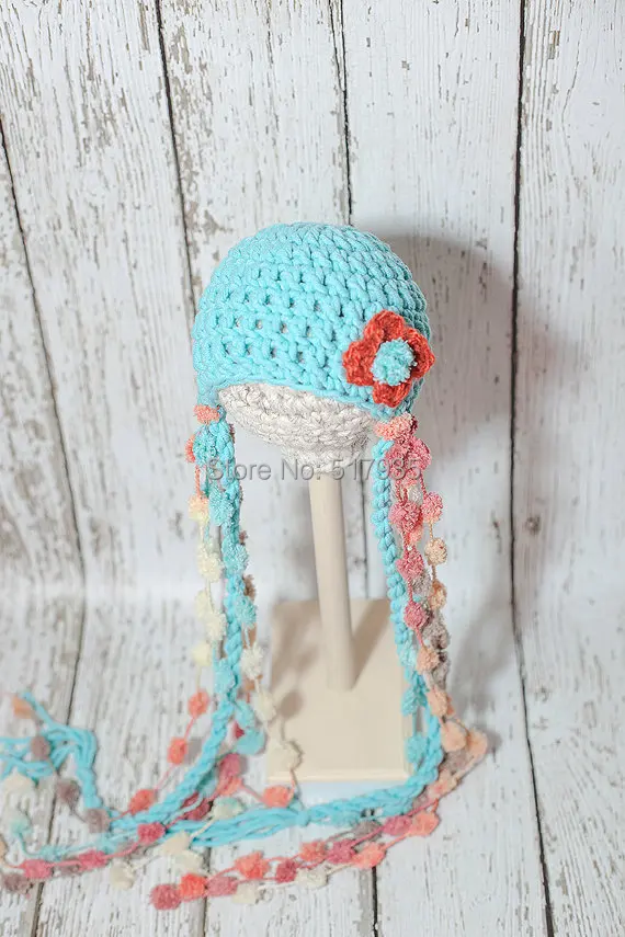 Вязаная Детская шапка с цветами для девочек детская реквизит фотосъемки