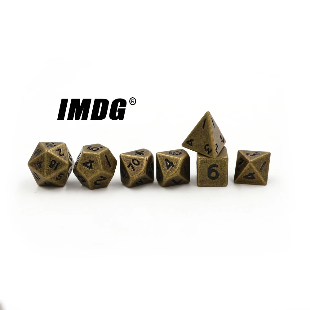 IMDG 7 шт./компл. мини ролевые игры кости многогранник металлические игральные кубики DND разных бронза маленькая цифровой игра в кости