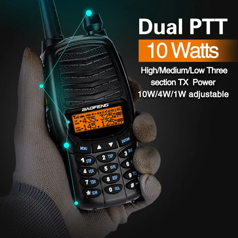 Baofeng UV-X9 Plus Walkie Talkie 10 Вт Высокая мощность двойной PTT двухдиапазонный VHF/UHF10km большой диапазон Модернизированный UV-82 Ham радио