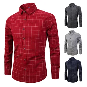 2020 Vomint мужская клетчатая рубашка с длинным рукавом, брендовая мужская клетчатая рубашка, хлопковая Мужская Повседневная рубашка, большой размер, тонкая