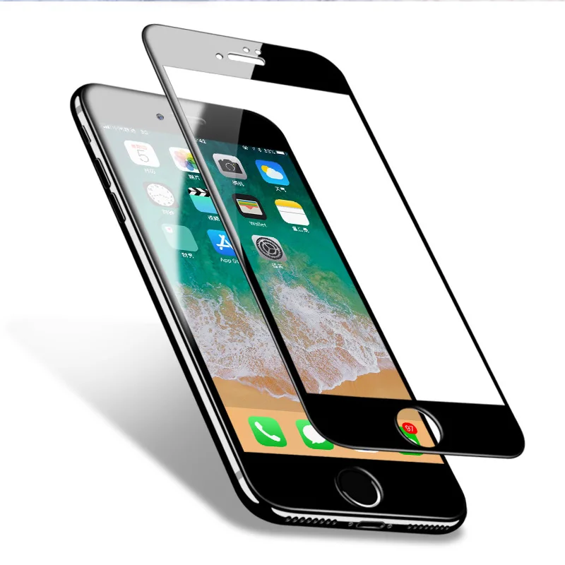 100D полное защитное стекло с закругленными краями для iPhone 7 8 6 6S Plus, Защитная пленка для экрана X XR XS Max 5 SE 5S