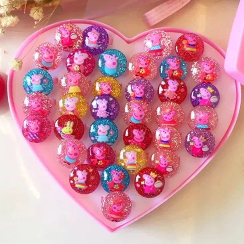 Pig Ring 20 шт./лот, Детские кольца, милые животные, единорог, лошадь, Открытое кольцо для детей, для девочек, регулируемый, акриловый, вечерние ювелирные изделия, подарок - Цвет основного камня: Pig Ring
