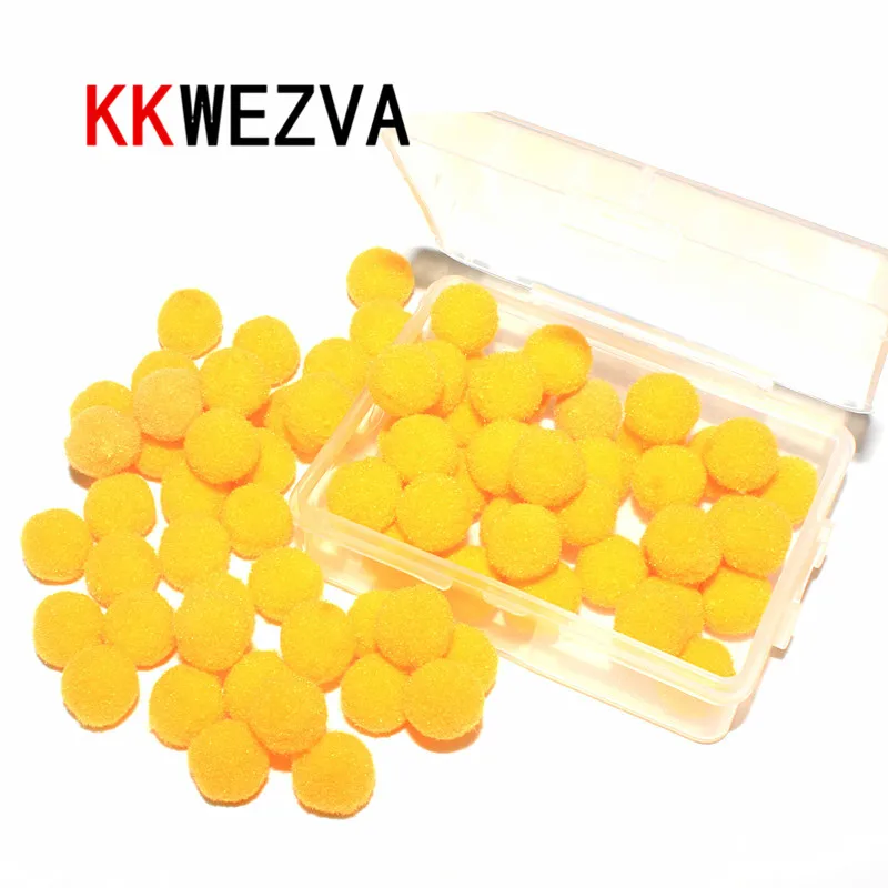 KKWEZVA 1 см/100 шт. мухи для ловли нахлыстом имитирующие яйца рыбы желтая форель
