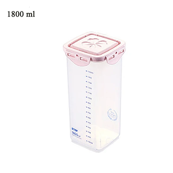 Pink 1800ml 4 размера прозрачный Кухня холодильник для хранения пластиковая коробка для органайзера для специй Закрытая банка с крышкой фасоли гайка зерна Еда контейнер для хранения - Цвет: Pink 1800ml