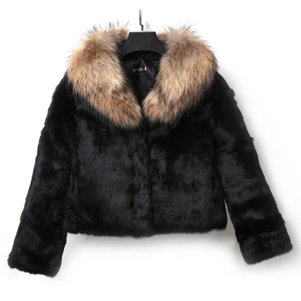 Куртка из лисьего меха распродажа зимняя одежда Женское пальто кроличьего с
