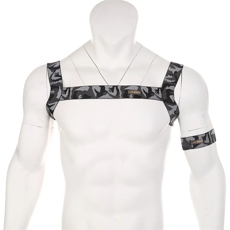 709D harness and arm Сексуальное мужское нижнее белье с эластичным ремнем, костюм бандаж, Сексуальная мужская камуфляжная Клубная одежда для выступлений или повязка на руку - Цвет: 709D harness and arm