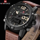 Новые мужские часы NAVIFORCE с двумя часовыми поясами и будильником, Мужские кварцевые наручные часы, водонепроницаемые спортивные цифровые часы для дайвинга