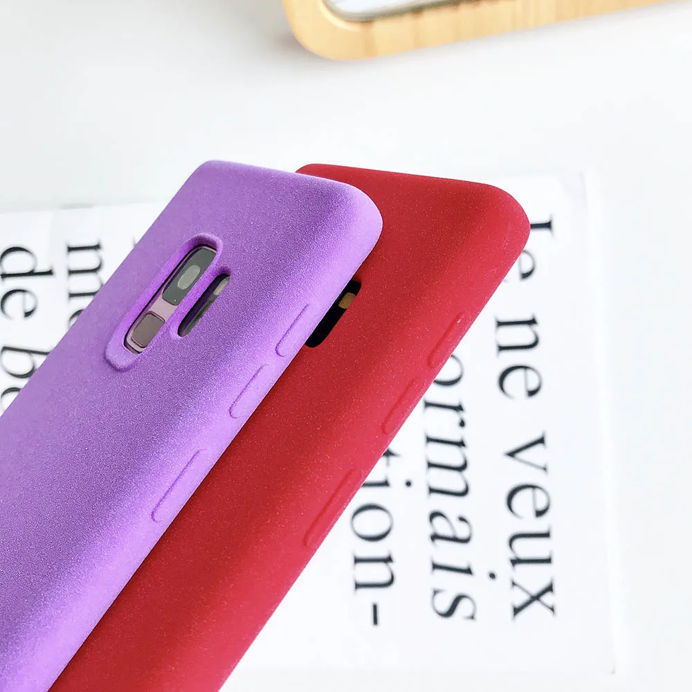 Fitted style Wool velvet texture paint pc case for Samsung galaxy S9 S8 coque Matte silicone cases samsung plus |