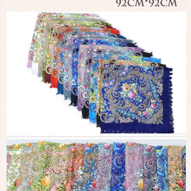 hot sale new fashion woman Scarf square scarves short tassel floral printed Women Wraps Winter lady shawls free shipping-03