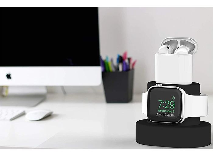 Fivetech 2 в 1 силиконовый держатель для Apple Watch/Airpods зарядная подставка для Apple Watch Series 4/3/2/1 маленький держатель для Airpods