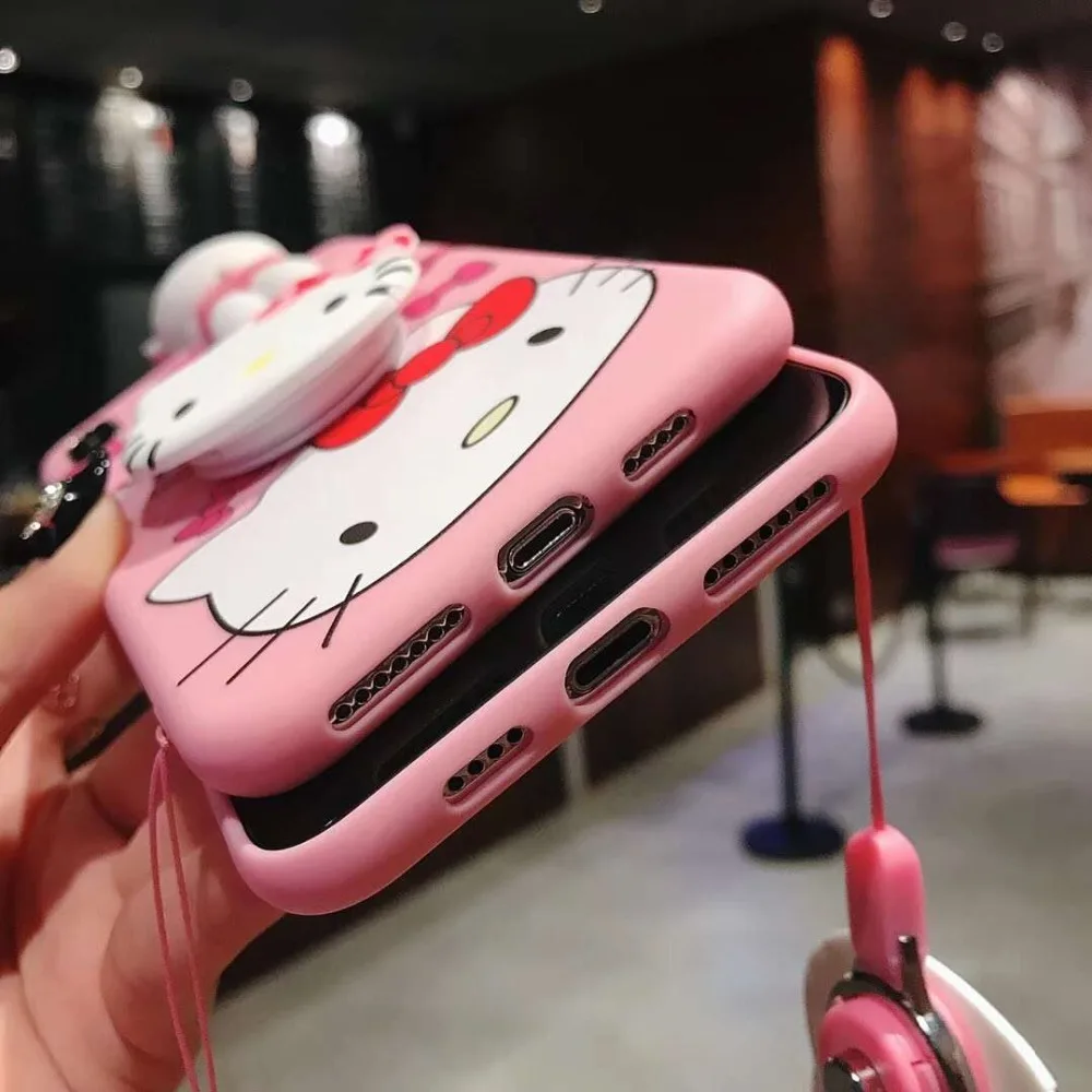 3D чехол с милыми ушками для huawei honor mate P 30 20 10 9 7 lite pro nova 4 3 мультяшная кукла игрушка ремешок на запястье мягкий чехол из ТПУ