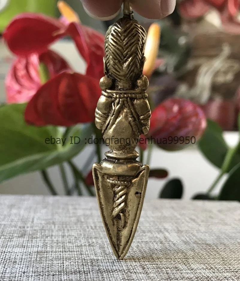 6 см Китай Бронзовая медная латунная Ваджра Дордже Phurpa Vajrakilaya подвеска