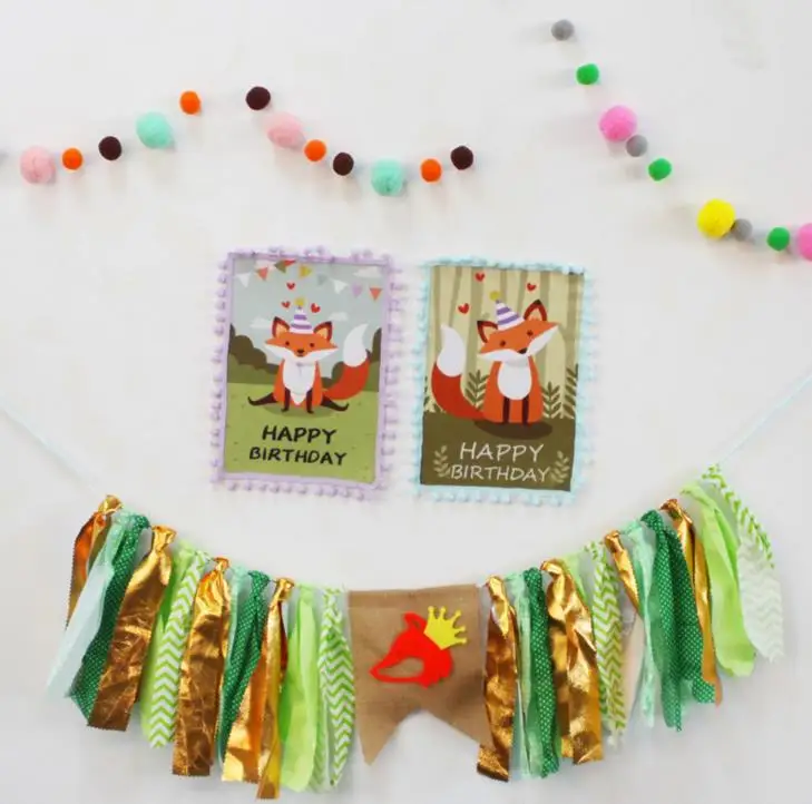 1 комплект Лисий енот ежик баннер висячий флаг для дня рождения Декор стул